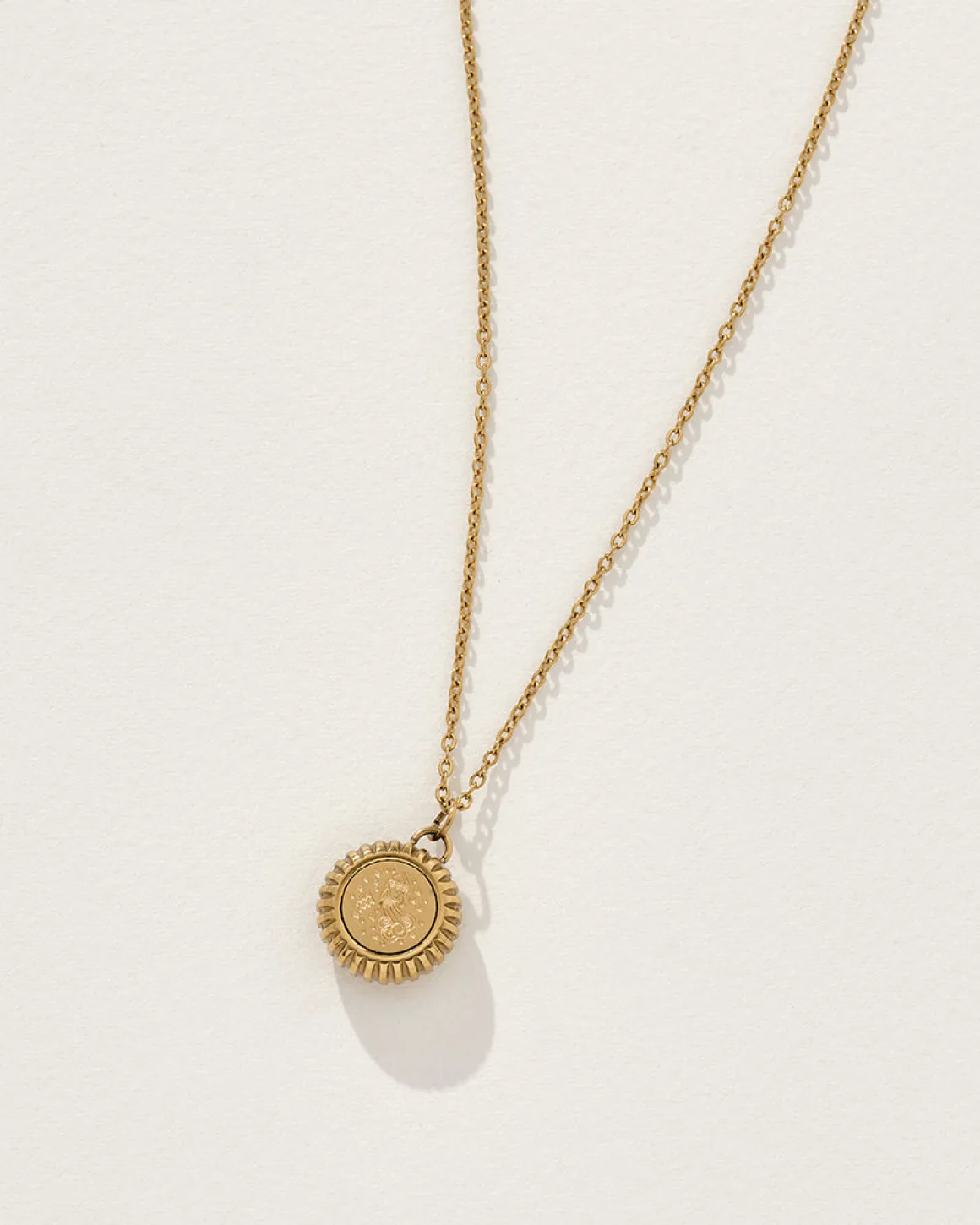 Aquarius Zodiac Charm Necklace in Gold