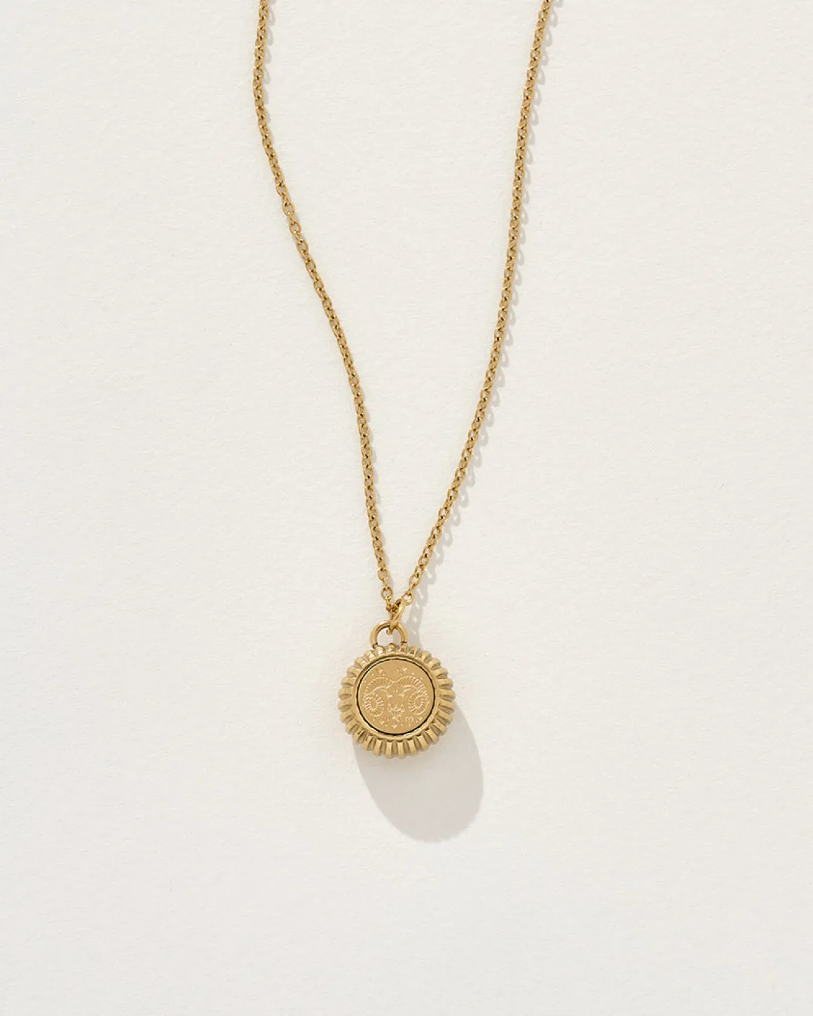 Aries Zodiac Charm Necklace in Gold