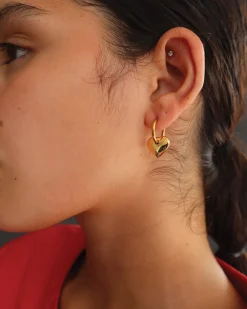 Galina Heart Hoops in Gold