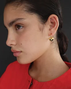 Galina Heart Hoops in Gold