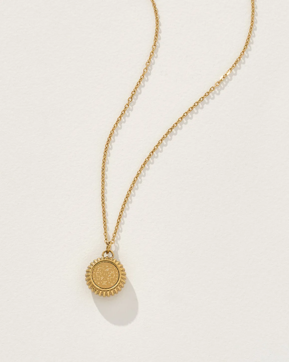 Gemini Zodiac Charm Necklace in Gold