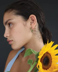 Logan Earrings in Green/Gold