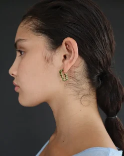 Logan Earrings in Green/Gold