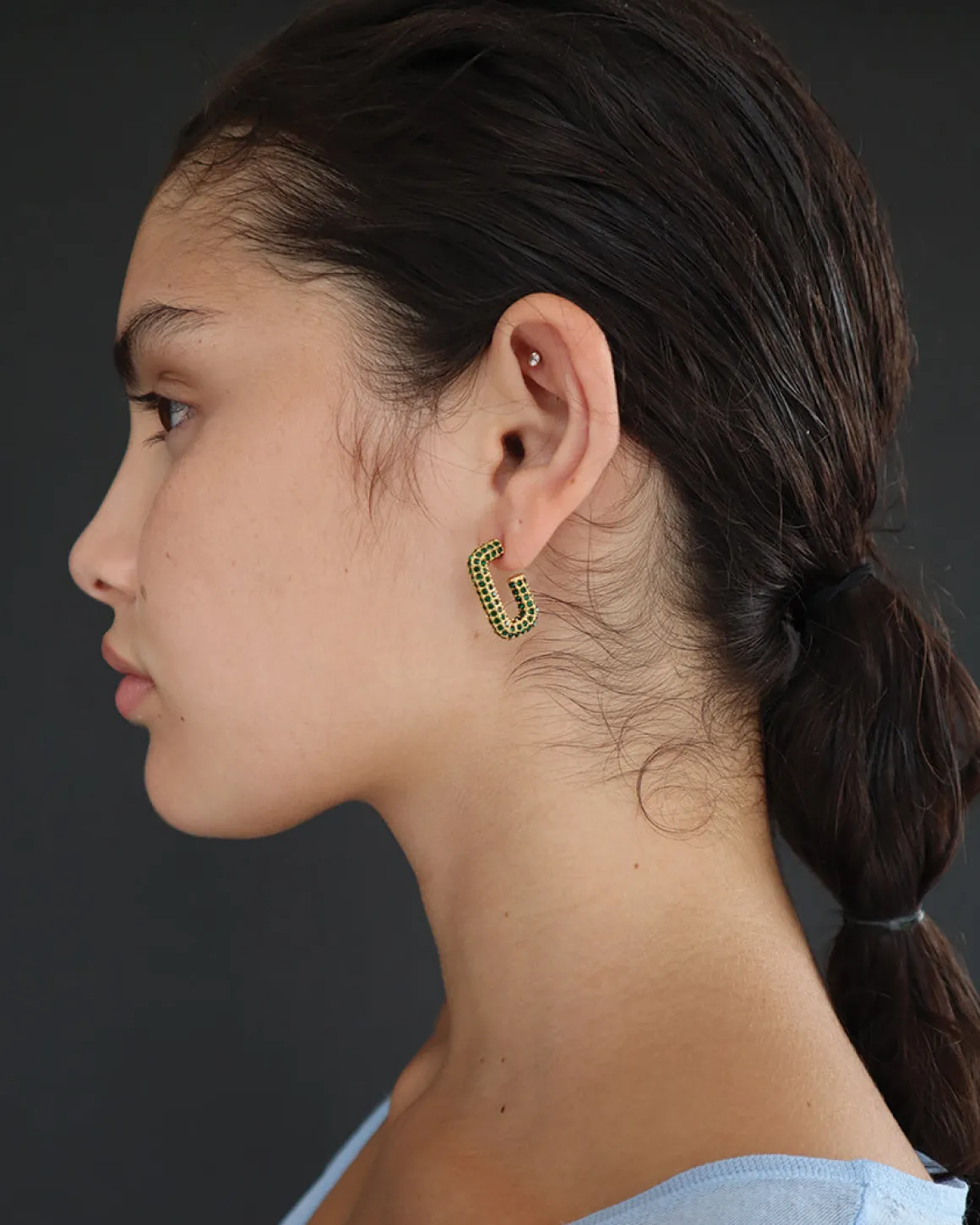 Logan Earrings in Green/Gold