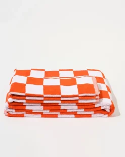 Towel Set Big Check in Orange