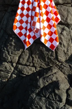 Towel Set Big Check in Orange