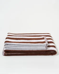 Towel Set Narrow Stripe in Brown