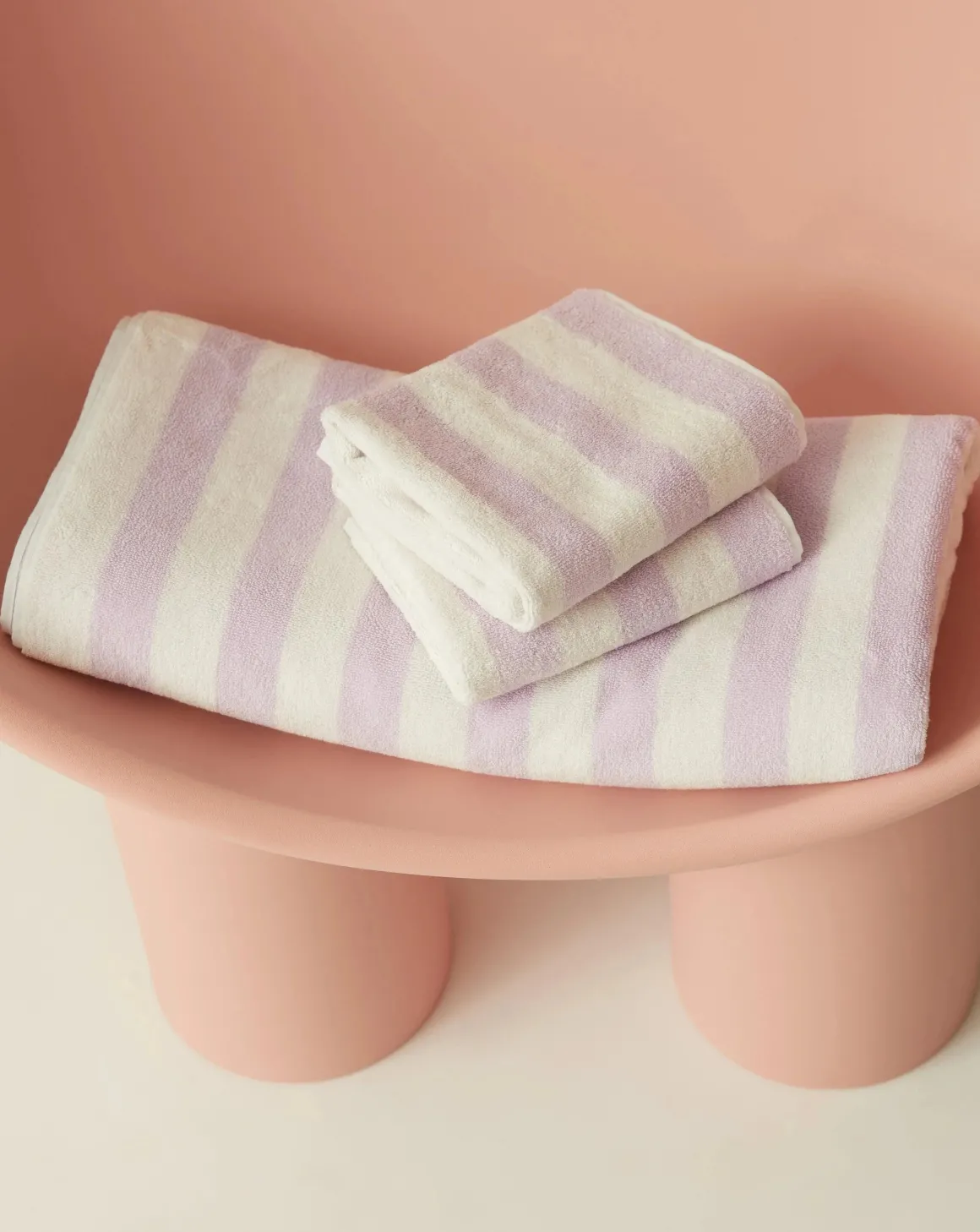 Towel Set Narrow Stripe in Lilac