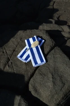 Towel Set Narrow Stripe in Cobalt