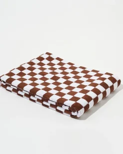 Towel Set Small Check in Brown
