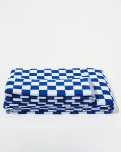 Towel Set Small Check in Cobalt