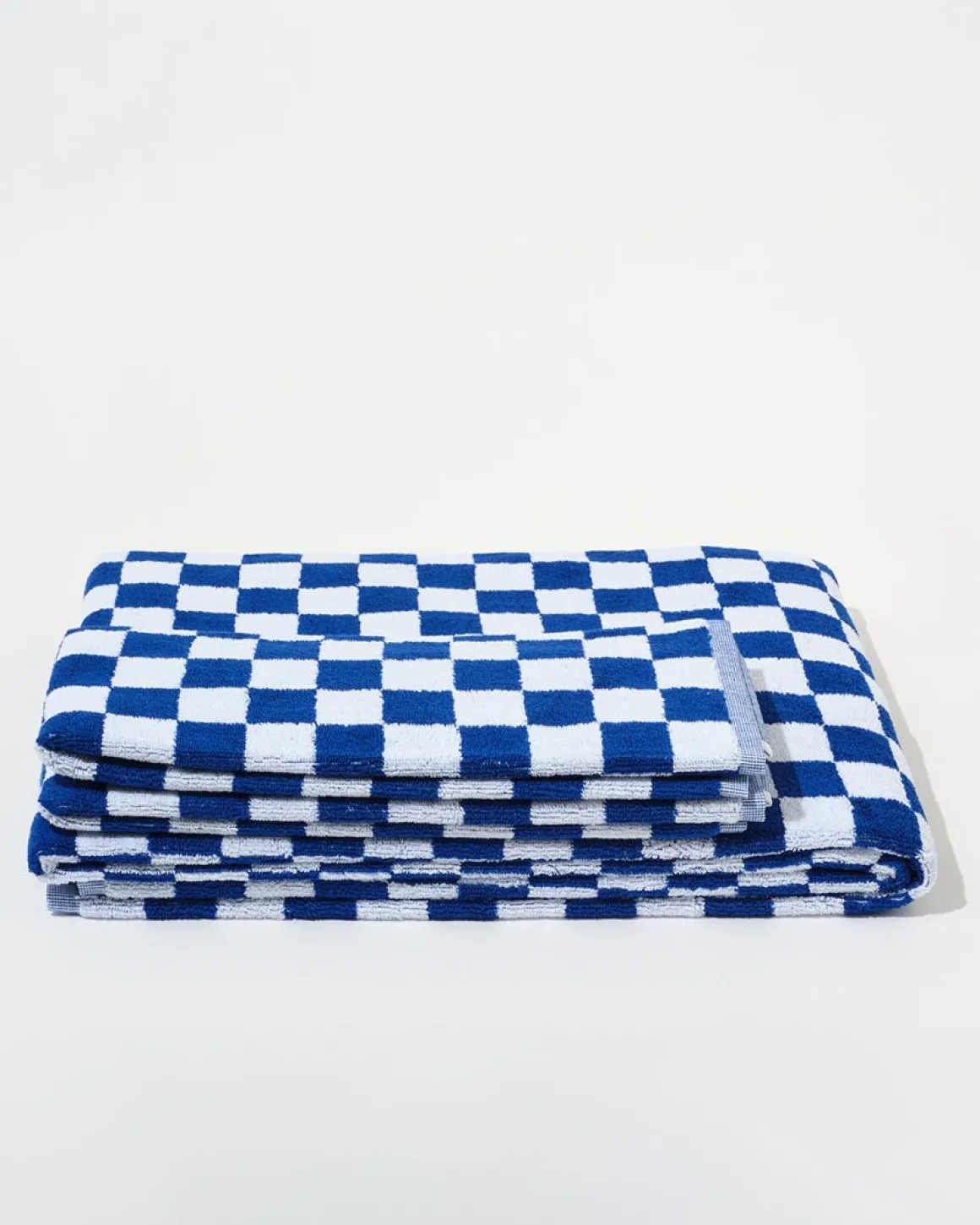 Towel Set Small Check in Cobalt