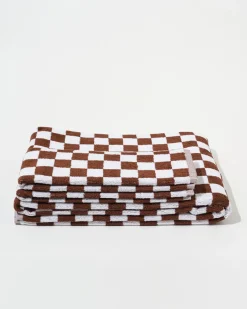 Towel Set Small Check in Brown