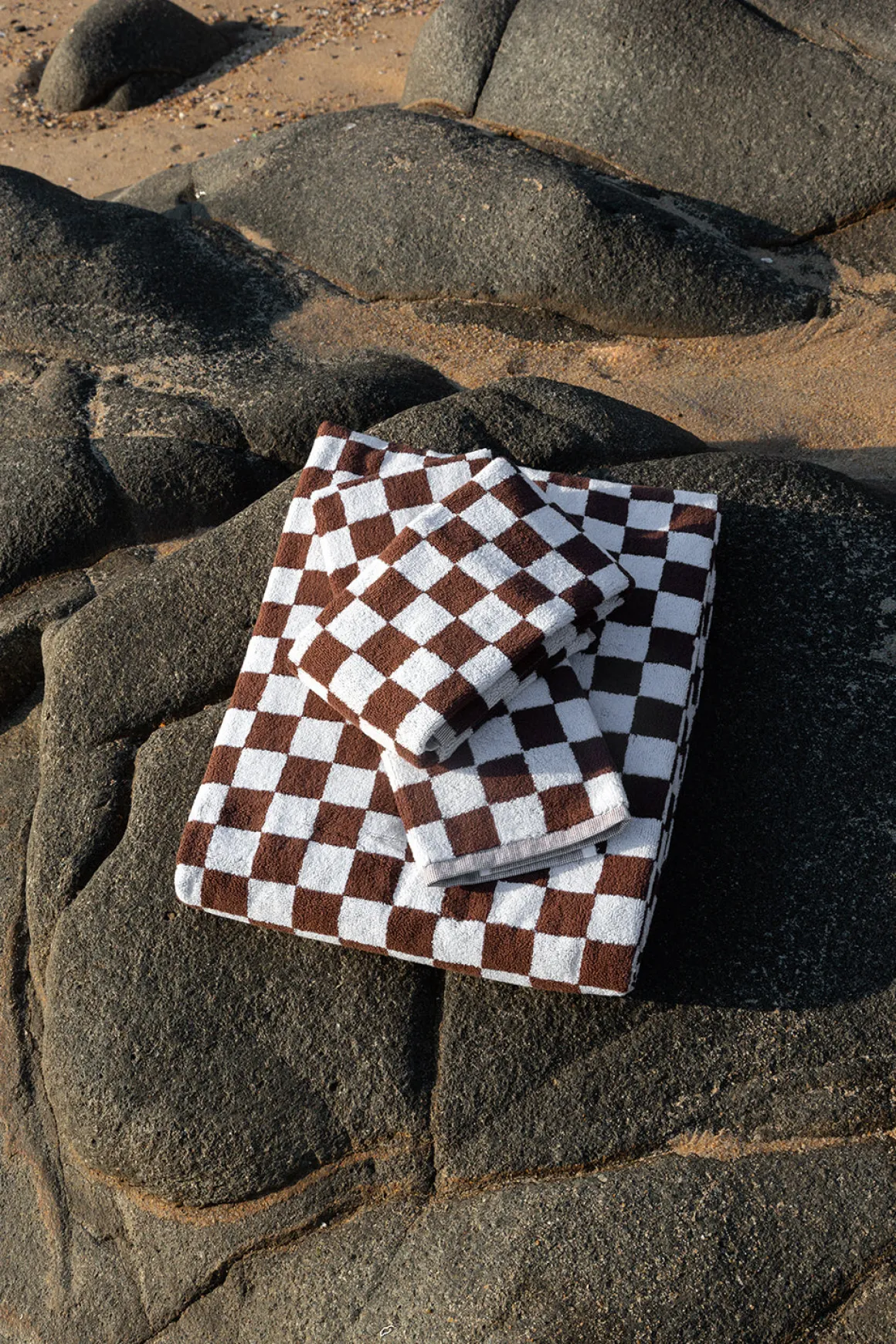 Towel Set Small Check in Brown