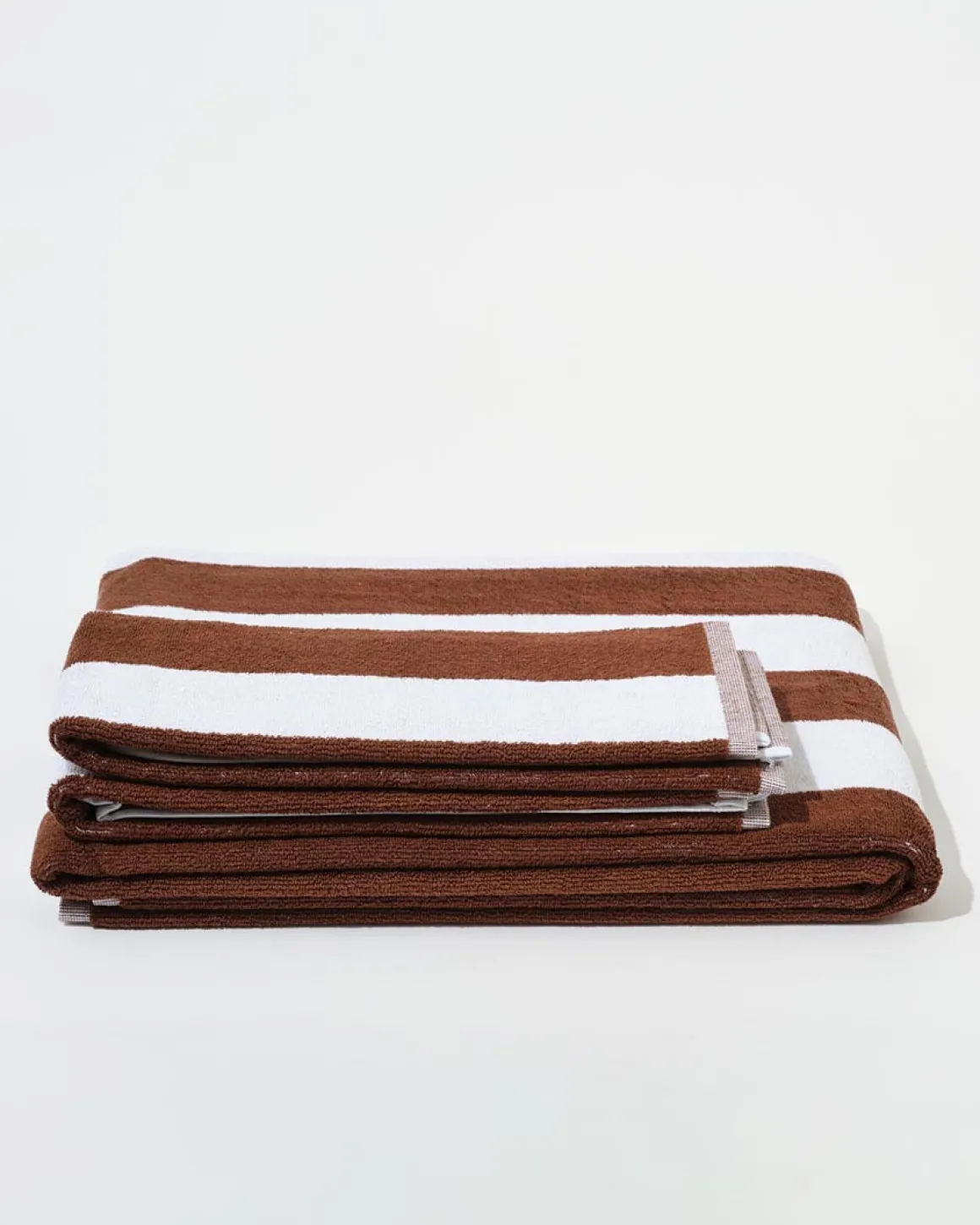 Towel Set Wide Stripe in Brown
