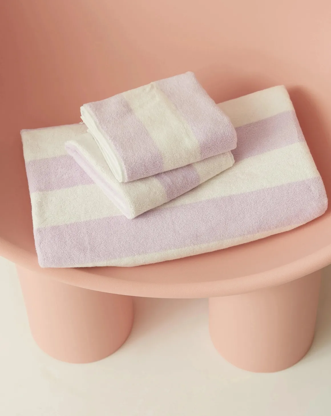 Towel Set Wide Stripe in Lilac