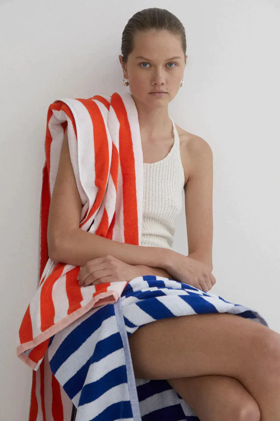 Towel Set Wide Stripe in Orange