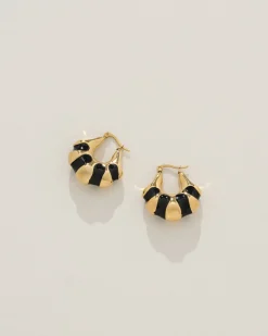 Veda Earrings in Gold u0026 Black