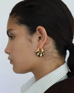 Veda Earrings in Gold u0026 Black