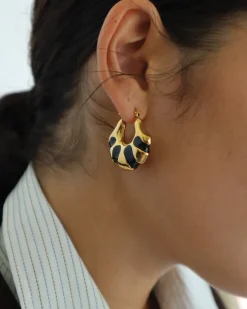 Veda Earrings in Gold u0026 Black